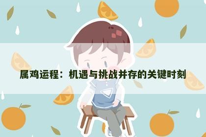 属鸡运程：机遇与挑战并存的关键时刻